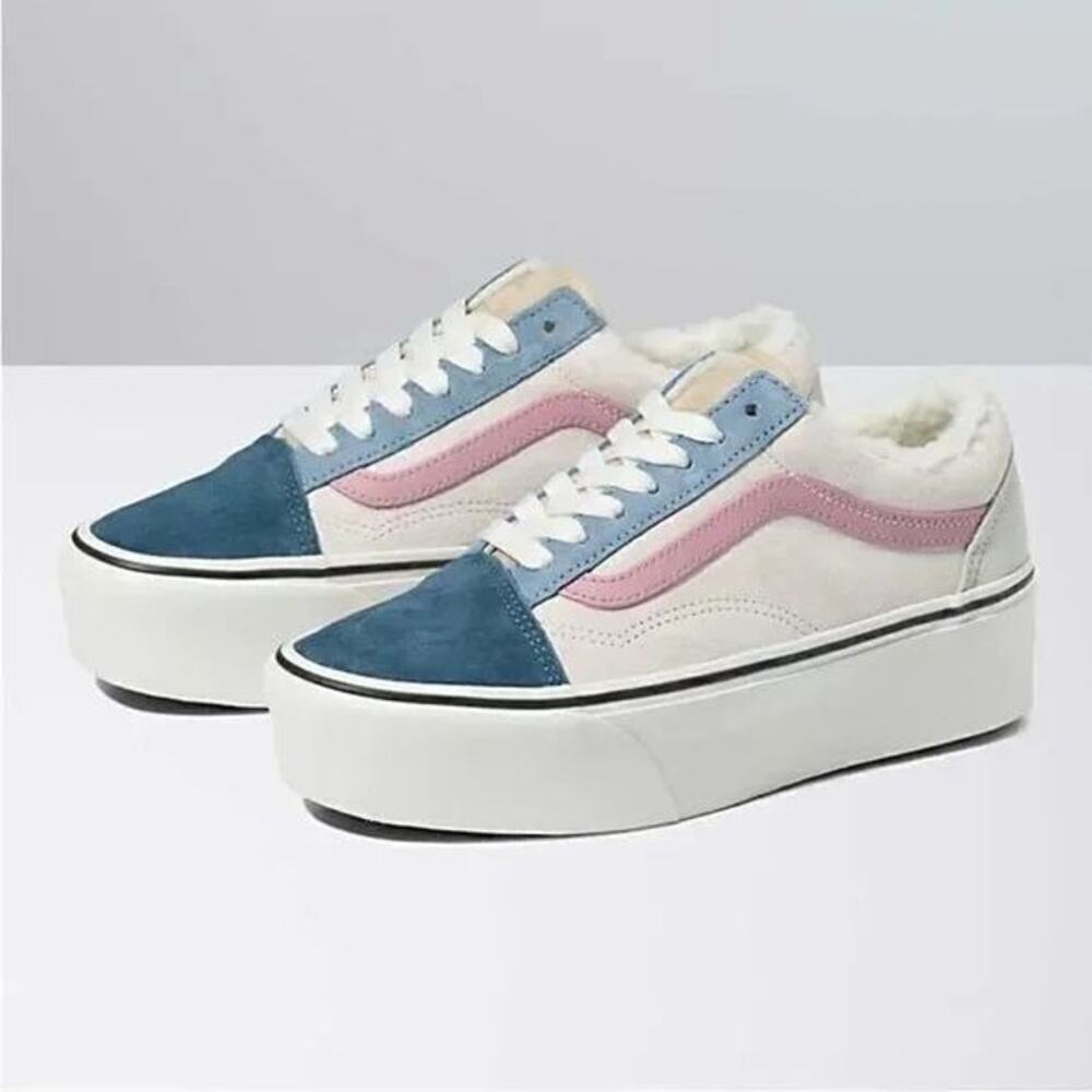 Vans Old Skool Stackform Sherpa Lace-Up — Blue & Pink - Picture 1 of 8